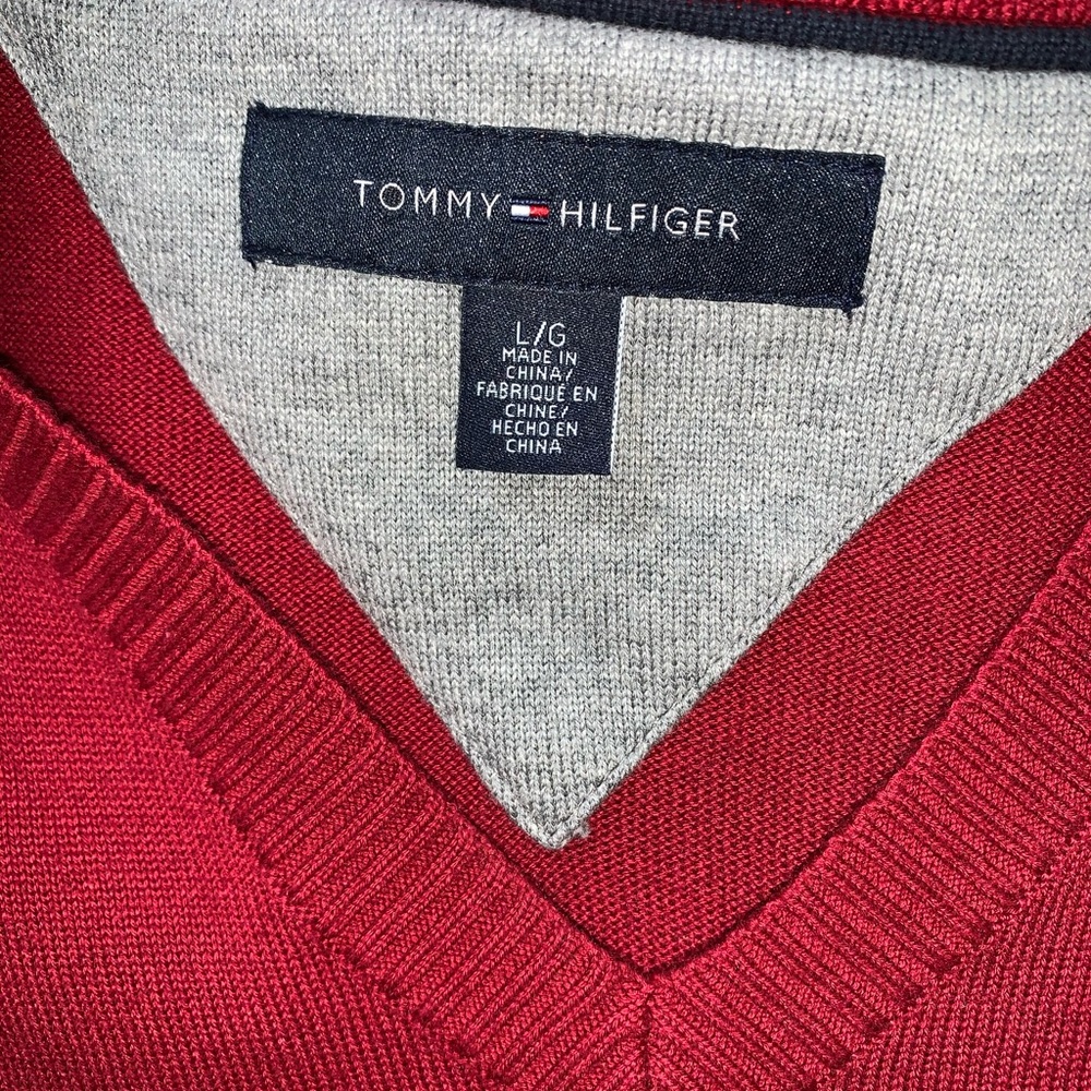 Tommy Hilfiger Mens 100% Cotton Red Sweater Vest L